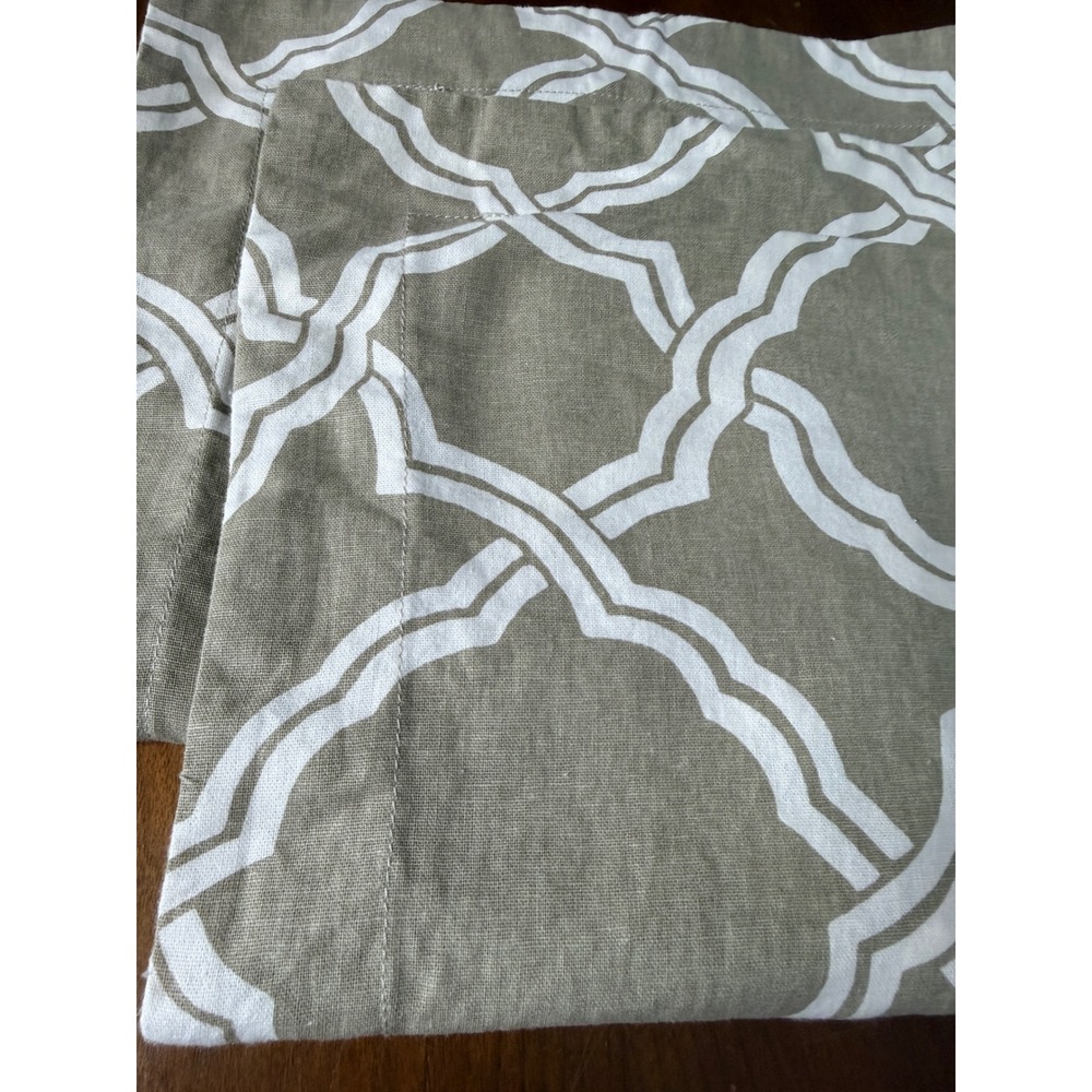 Pottery Barn Kendra Trellis Pillow Shams Standard Tan White Linen Cotton Set 2pc - Picture 5 of 7